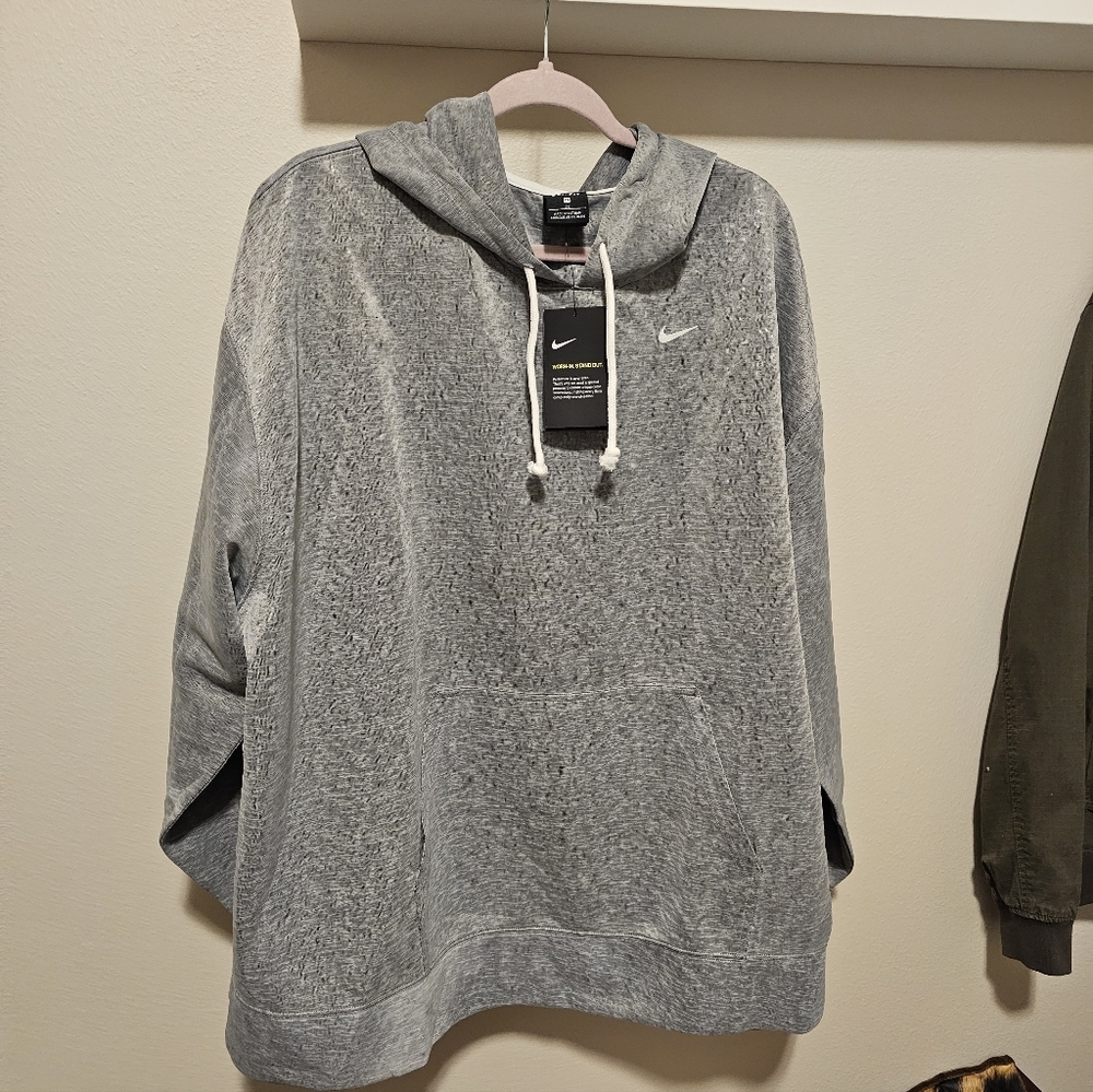 Nike Heather Gray Hoodie with White Accents